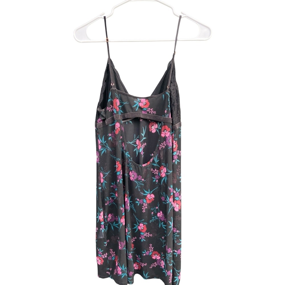 INC Womens Sheer Black Babydoll Dress Size L Lace Floral Mesh Fairy Whimsigoth - Picture 4 of 10
